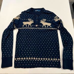 POLO Ralph Lauren Moose Pattern Henley Sweater